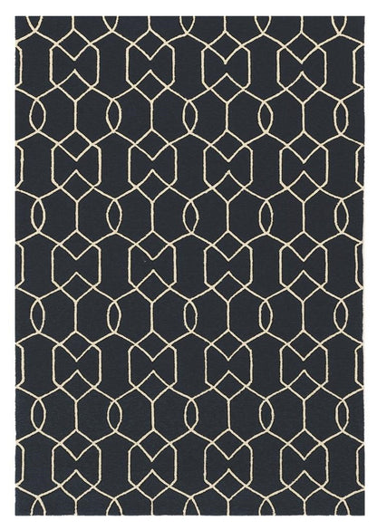 3' X 5' Navy Blue Hand Hooked Area Rug