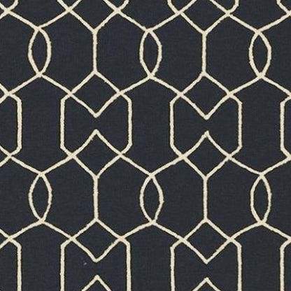 7' X 7' Navy Blue Hand Hooked Area Rug