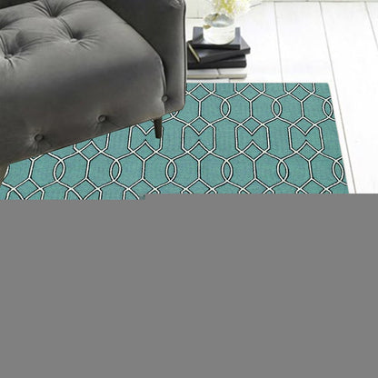 3' X 5' Green And Ivory Geometric Hand Hooked Area Rug