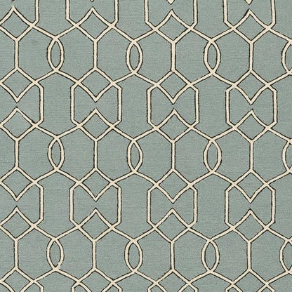 7' X 7' Green and Ivory Hand Hooked Area Rug