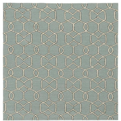 3' X 5' Green And Ivory Geometric Hand Hooked Area Rug