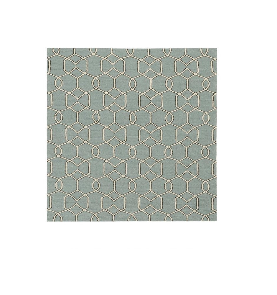 3' X 5' Green And Ivory Geometric Hand Hooked Area Rug