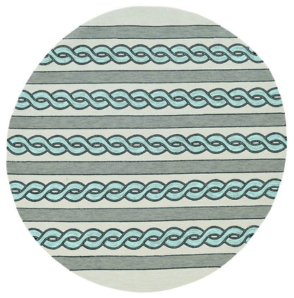 5' X 7' Ivory And Blue Abstract Handmade Indoor Outdoor Area Rug