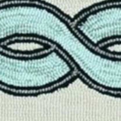 7' X 7' Ivory Light Blue And Gray Geometric Hand Hooked Square Rug