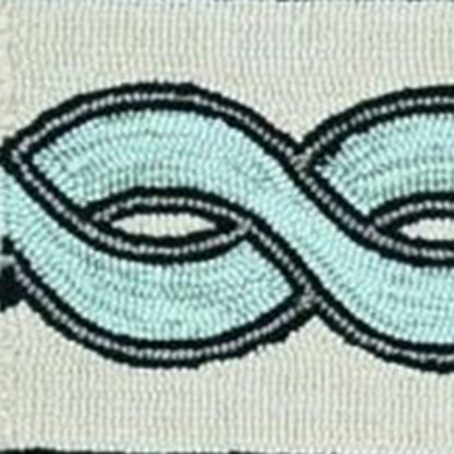 7' X 7' Ivory Light Blue And Gray Geometric Hand Hooked Square Rug