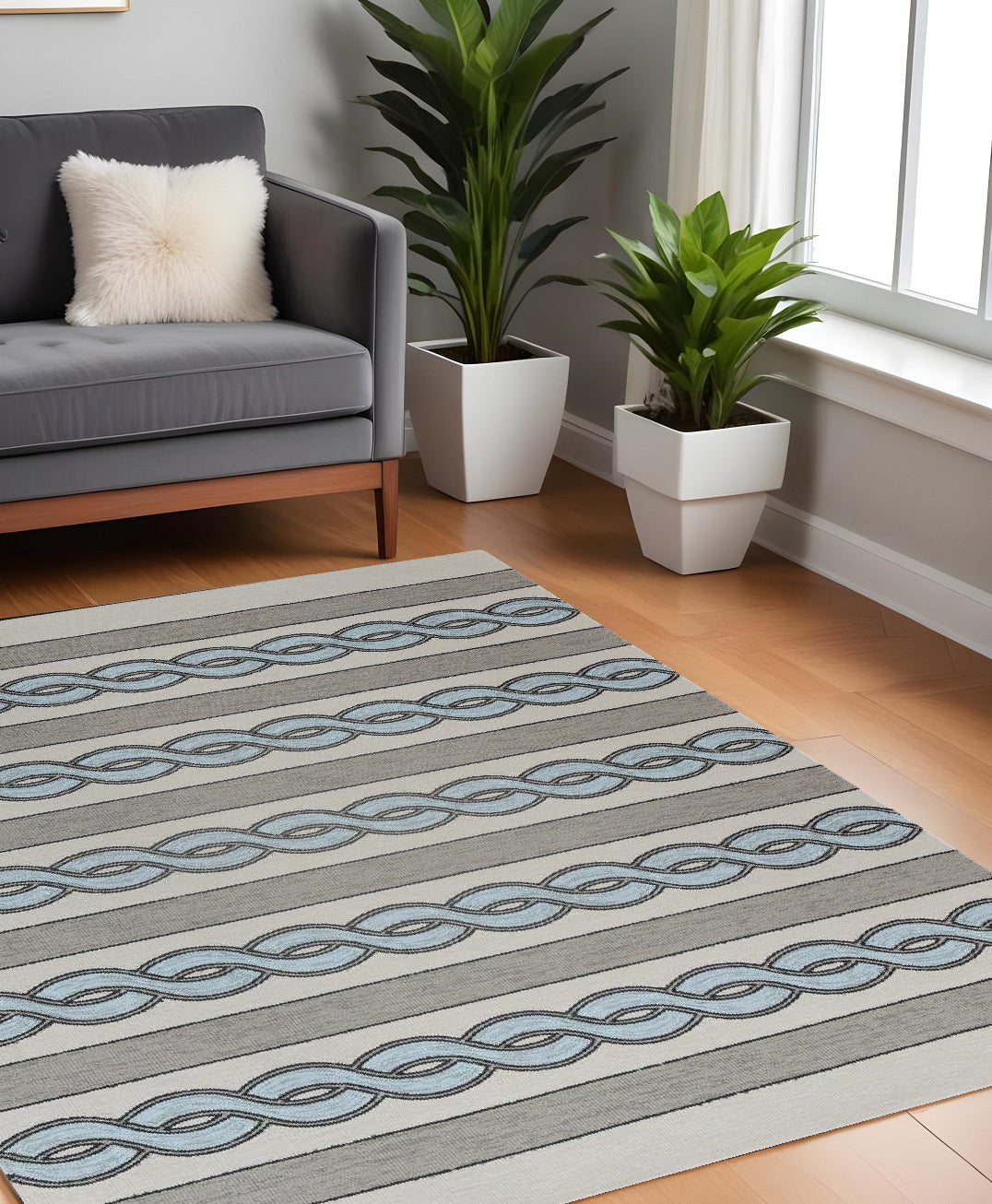 3' X 5' Ivory Hand Hooked Area Rug