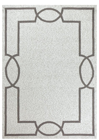 7' X 7' Oatmeal Ivory Geometric Hand Hooked Area Rug
