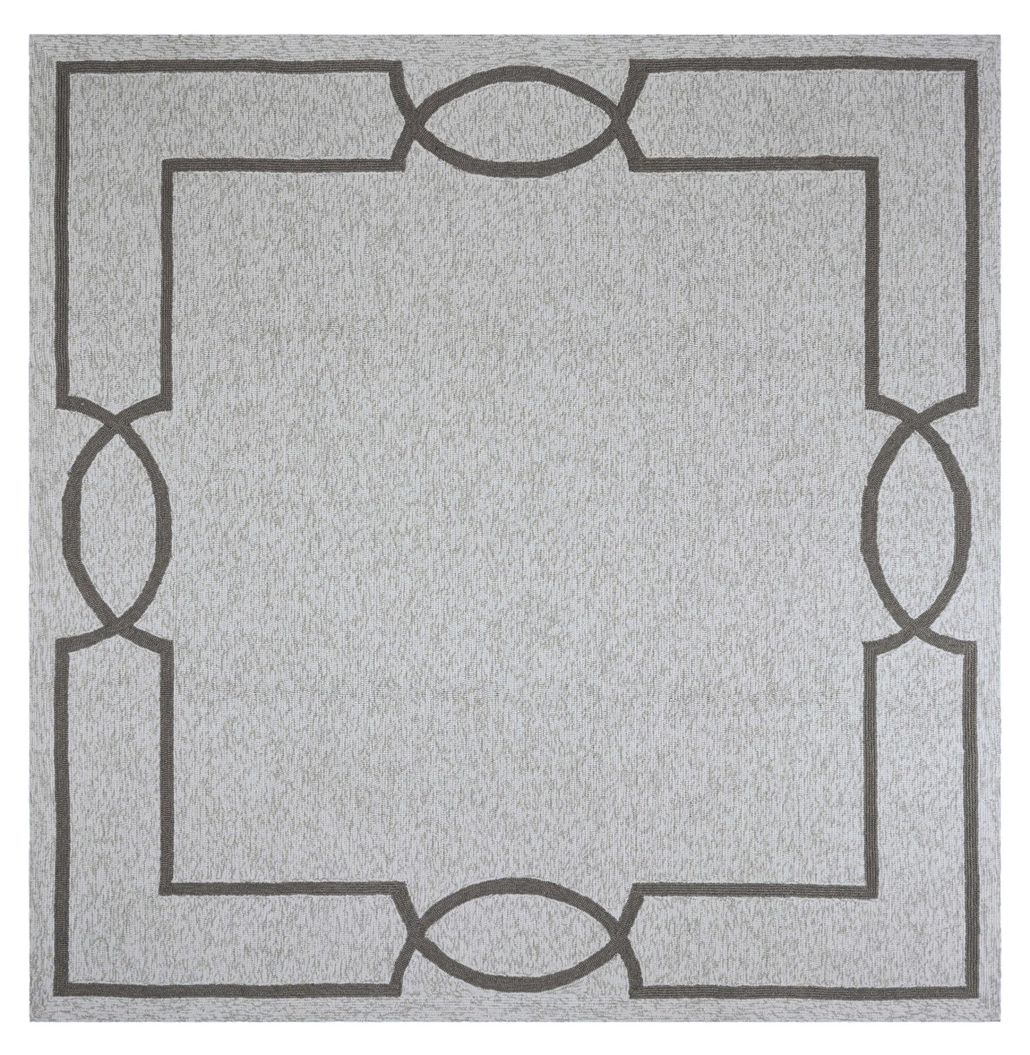 7' X 7' Oatmeal Ivory Geometric Hand Hooked Area Rug