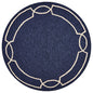 7' Blue And Ivory Round Geometric Handmade Indoor Outdoor Area Rug