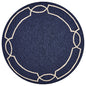 7' Blue And Ivory Round Geometric Handmade Indoor Outdoor Area Rug