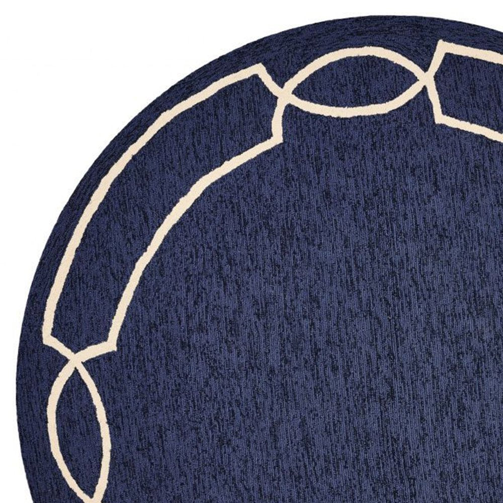 5' X 7' Blue And Ivory Handmade Indoor Outdoor Area Rug