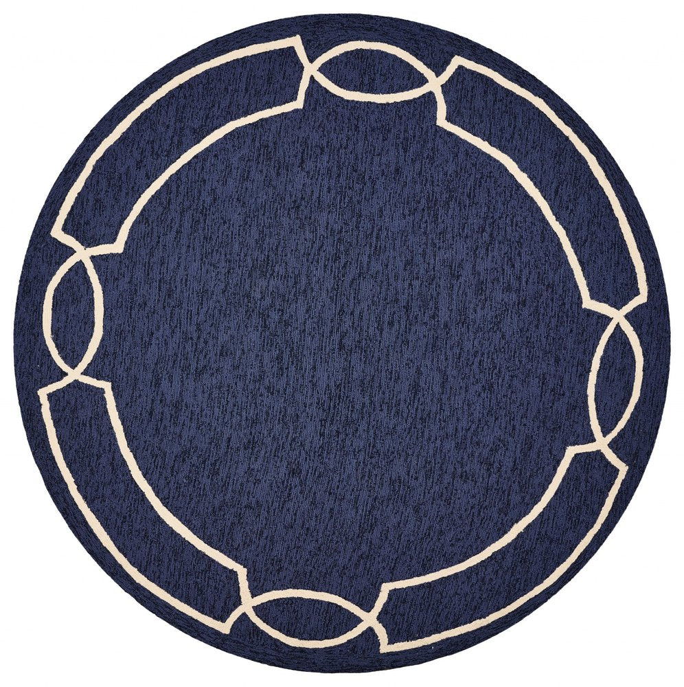 5' X 7' Blue And Ivory Handmade Indoor Outdoor Area Rug