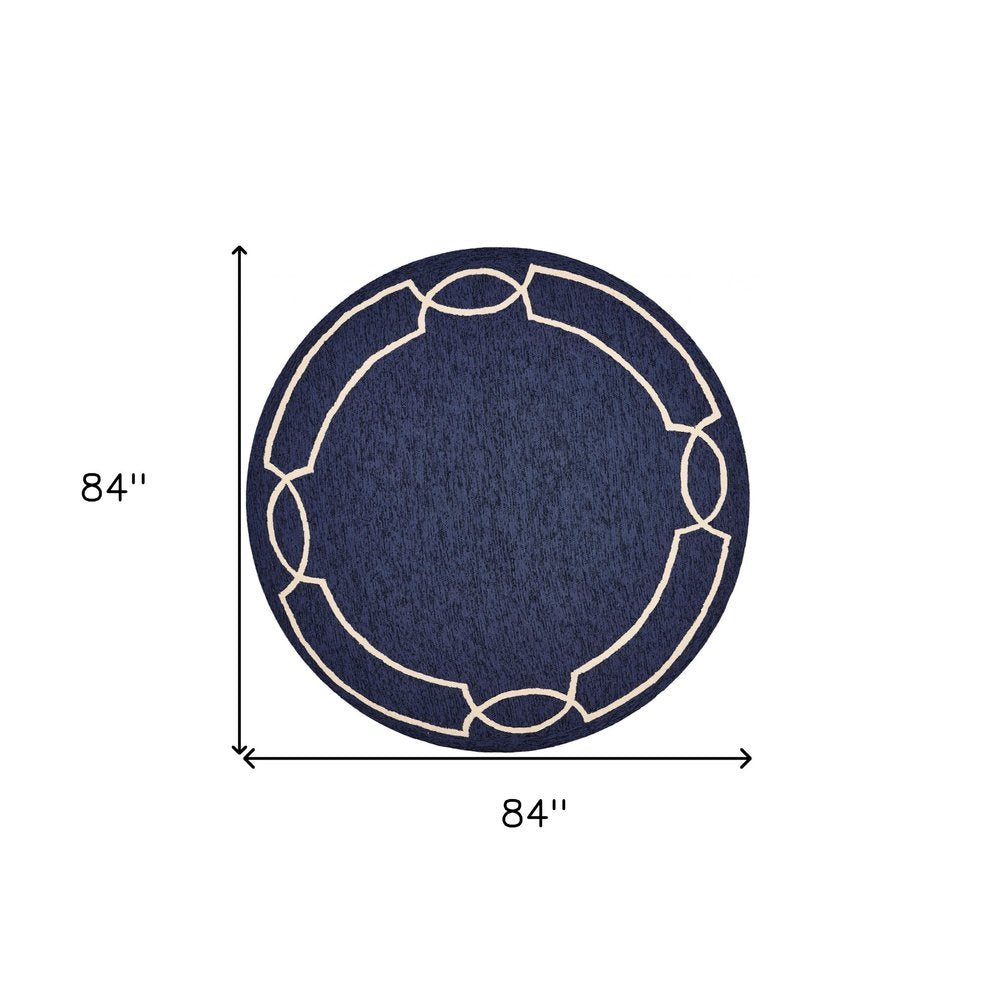 5' X 7' Blue And Ivory Handmade Indoor Outdoor Area Rug