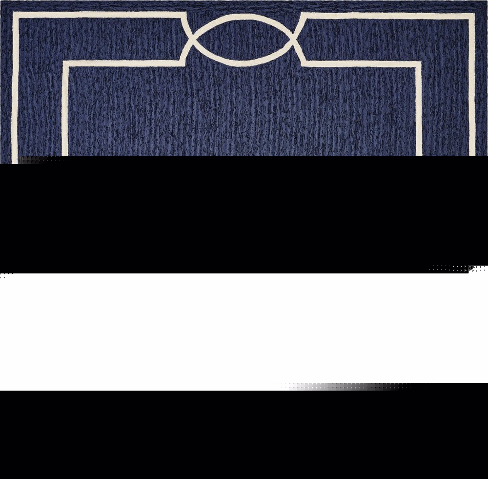 7' Blue And Ivory Square Geometric Handmade Indoor Outdoor Area Rug