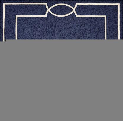 7' Blue And Ivory Square Geometric Handmade Indoor Outdoor Area Rug