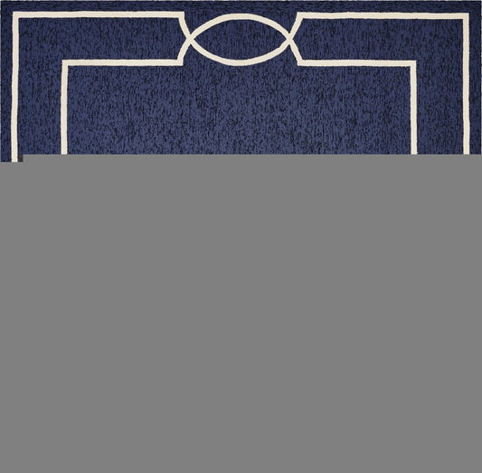 7' Blue And Ivory Square Geometric Handmade Indoor Outdoor Area Rug