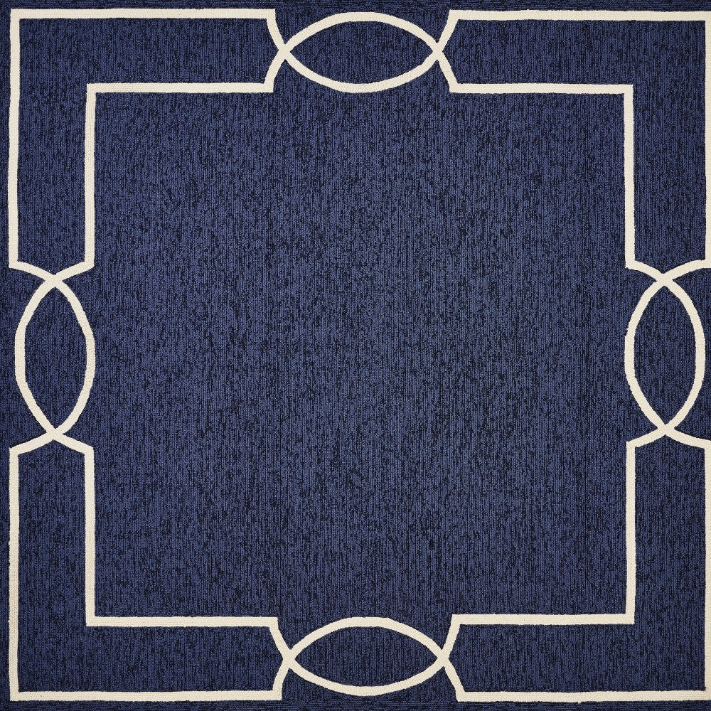 7' X 7' Ocean Blue Hand Hooked Area Rug