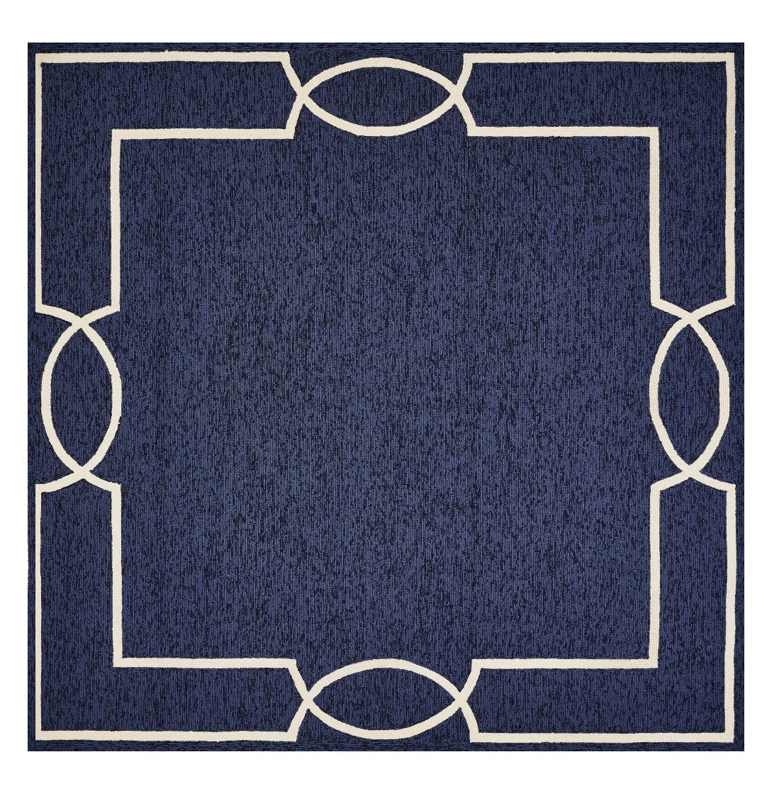 7' X 7' Ocean Blue Hand Hooked Area Rug