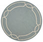 7' Sky Blue And Ivory Round Geometric Handmade Indoor Outdoor Area Rug