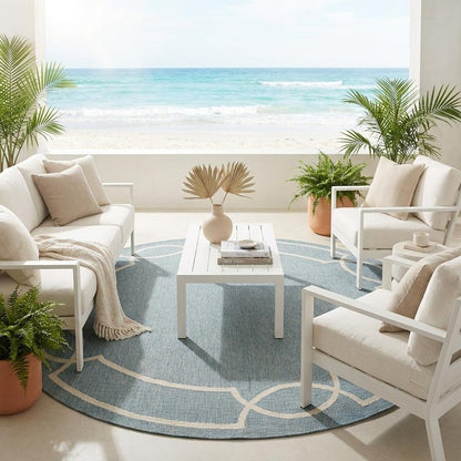 8' X 11' Gray And Ivory Handmade Indoor Outdoor Area Rug