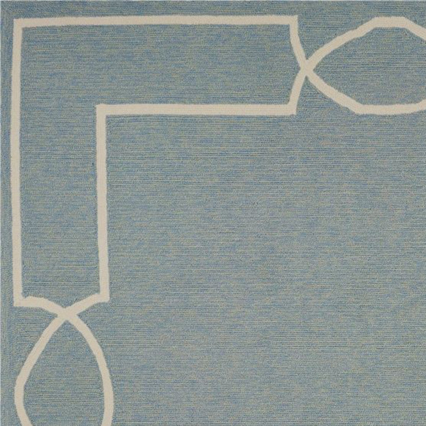 7' X 7' Blue and Ivory Geometric Hand Hooked Area Rug