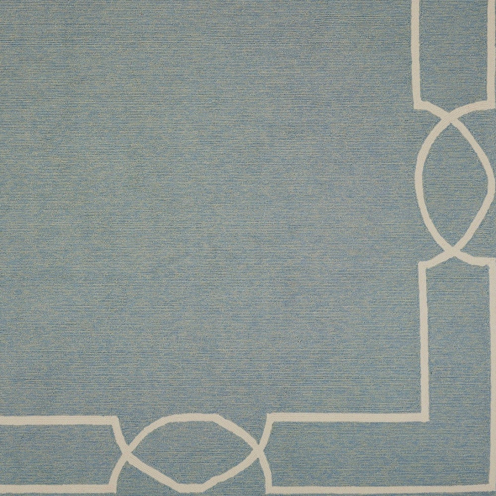 7' X 7' Blue and Ivory Geometric Hand Hooked Area Rug