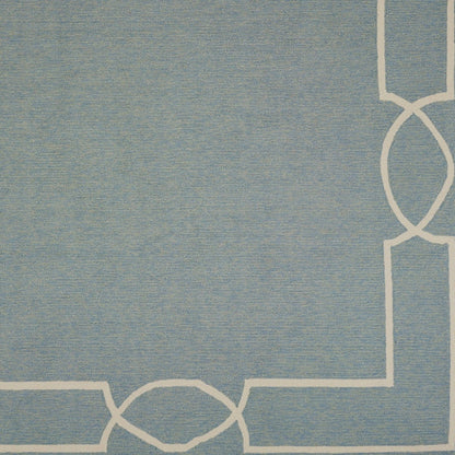 7' X 7' Blue and Ivory Geometric Hand Hooked Area Rug