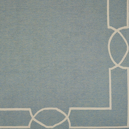 7' X 7' Blue and Ivory Geometric Hand Hooked Area Rug