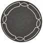 7' Onyx And Ivory Round Geometric Handmade Indoor Outdoor Area Rug