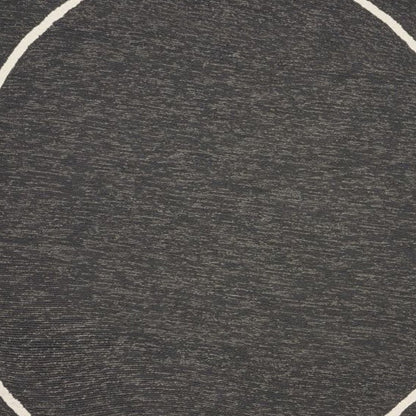 7' Onyx And Ivory Round Geometric Handmade Indoor Outdoor Area Rug