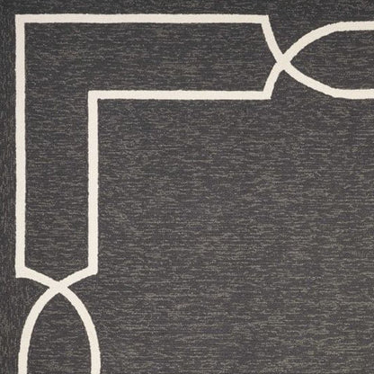 7' X 10' Onyx And White Geometric Handmade Indoor Outdoor Area Rug