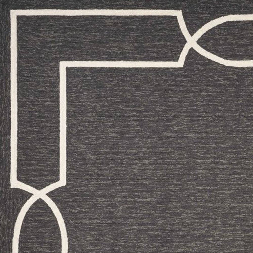 7' Onyx And White Square Geometric Handmade Indoor Outdoor Area Rug