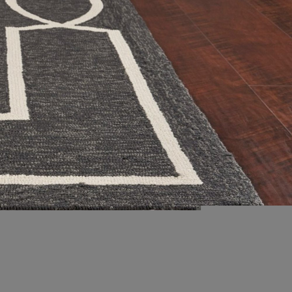 8' X 11' Onyx And White Geometric Handmade Indoor Outdoor Area Rug