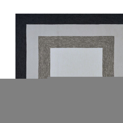 7' X 7' Black And Gray Geometric Hand Hooked Square Rug