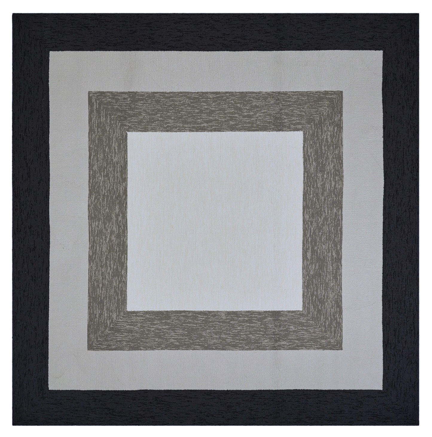 7' X 7' Gray Geometric Hand Hooked Area Rug