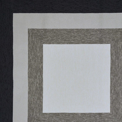 7' X 7' Black And Gray Geometric Hand Hooked Square Rug