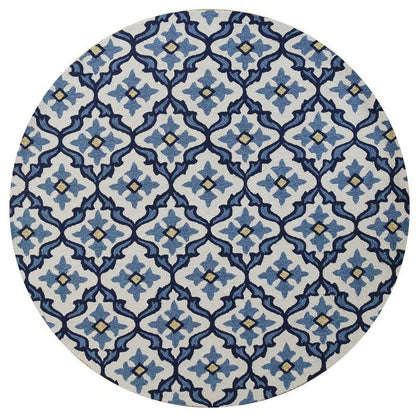 2' X 3' Ivory and Blue Moroccan Handmade Indoor Outdoor Area Rug