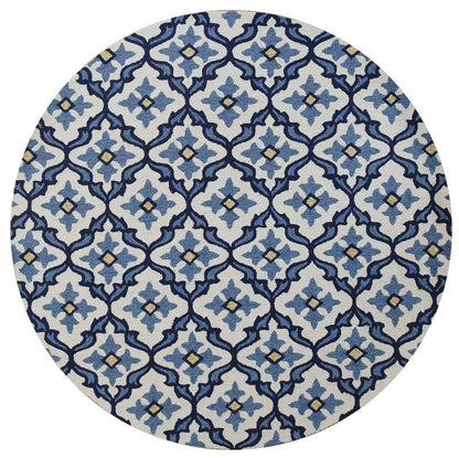 2' X 3' Ivory and Blue Moroccan Handmade Indoor Outdoor Area Rug
