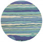 8' Blue Round Abstract Indoor Outdoor Area Rug
