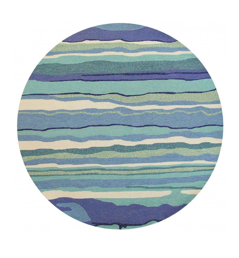 5' X 7' Ocean Abstract Design UV Treated Indoor Outdoor Area Rug