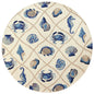 8' Beige Blue And Sand Round Seashell Handmade Indoor Outdoor Area Rug