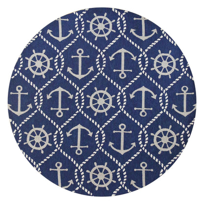 3' X 5' Navy Blue Nautical Handmade Indoor Outdoor Area Rug