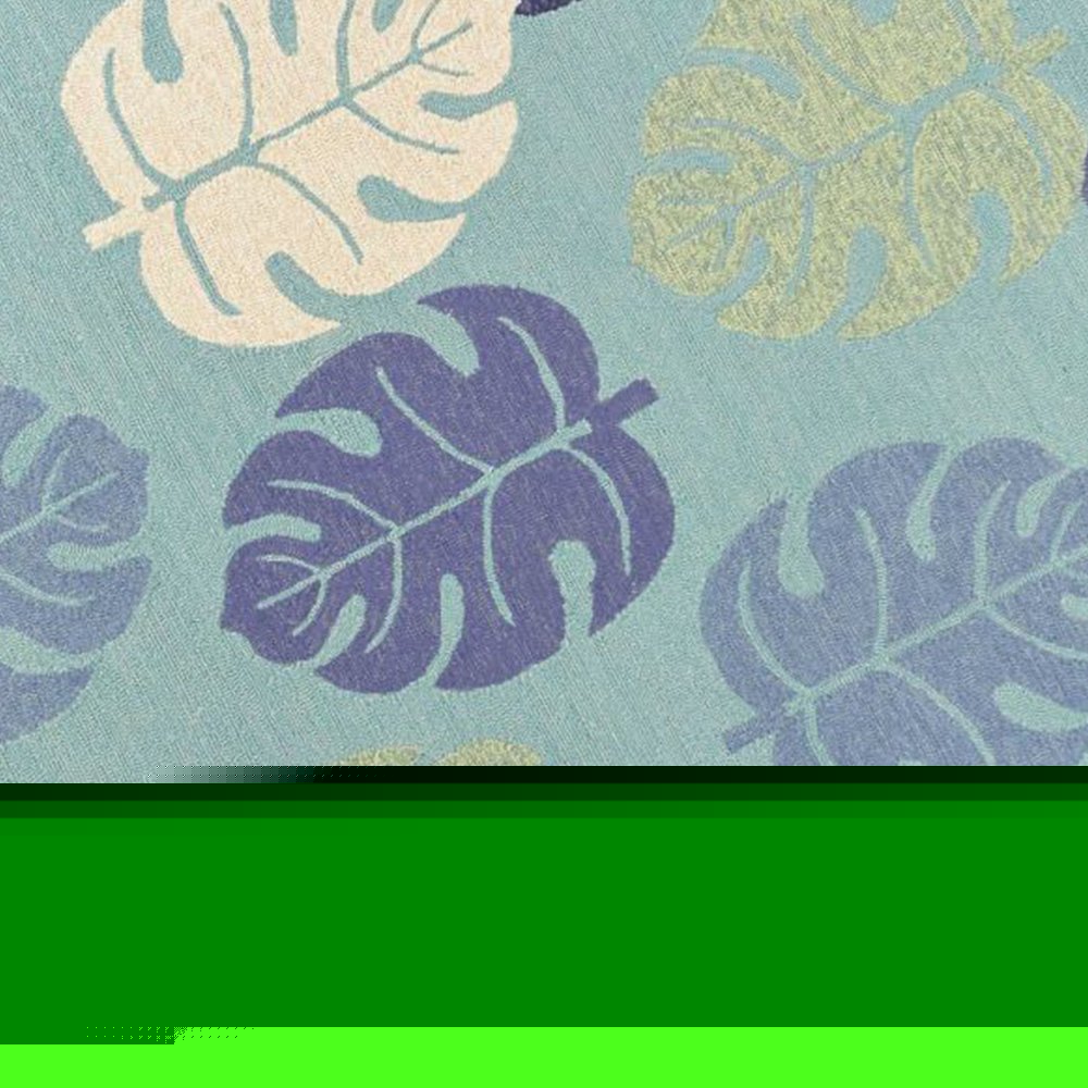 3' X 5' Turquoise And Ivory Botanical Leaves Hand Tufted Area Rug