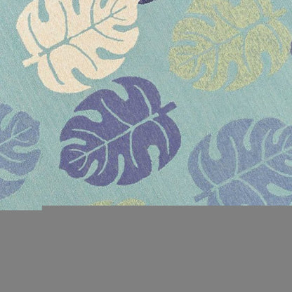3' X 5' Turquoise And Ivory Botanical Leaves Hand Tufted Area Rug