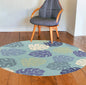 3' X 5' Turquoise Botanical Leaves Hand Tufted Area Rug