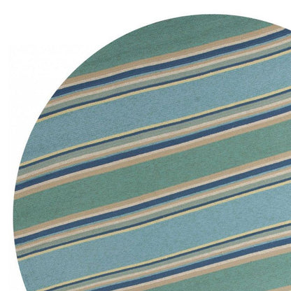 3' X 5' Blue Striped Handmade Indoor Outdoor Area Rug