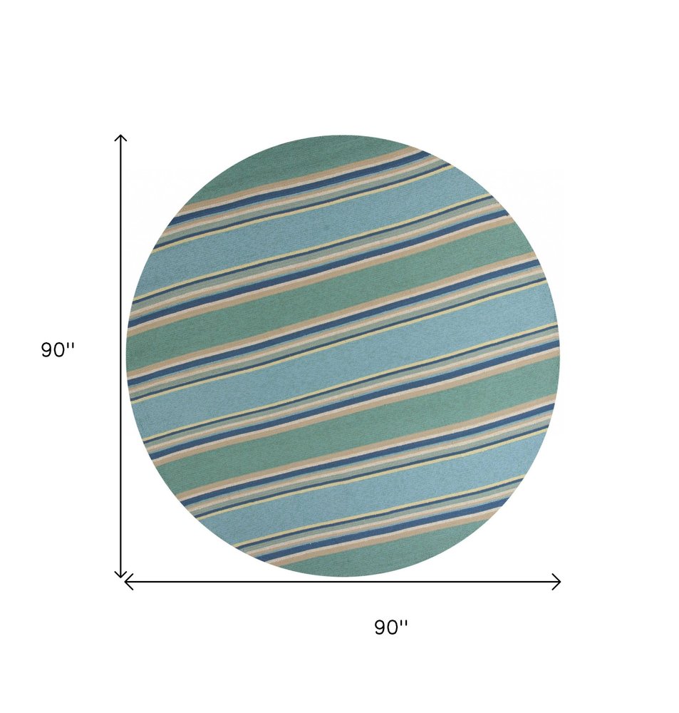3' X 5' Blue Striped Handmade Indoor Outdoor Area Rug