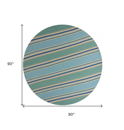 3' X 5' Blue Striped Handmade Indoor Outdoor Area Rug