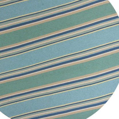 3' X 5' Blue Striped Handmade Indoor Outdoor Area Rug