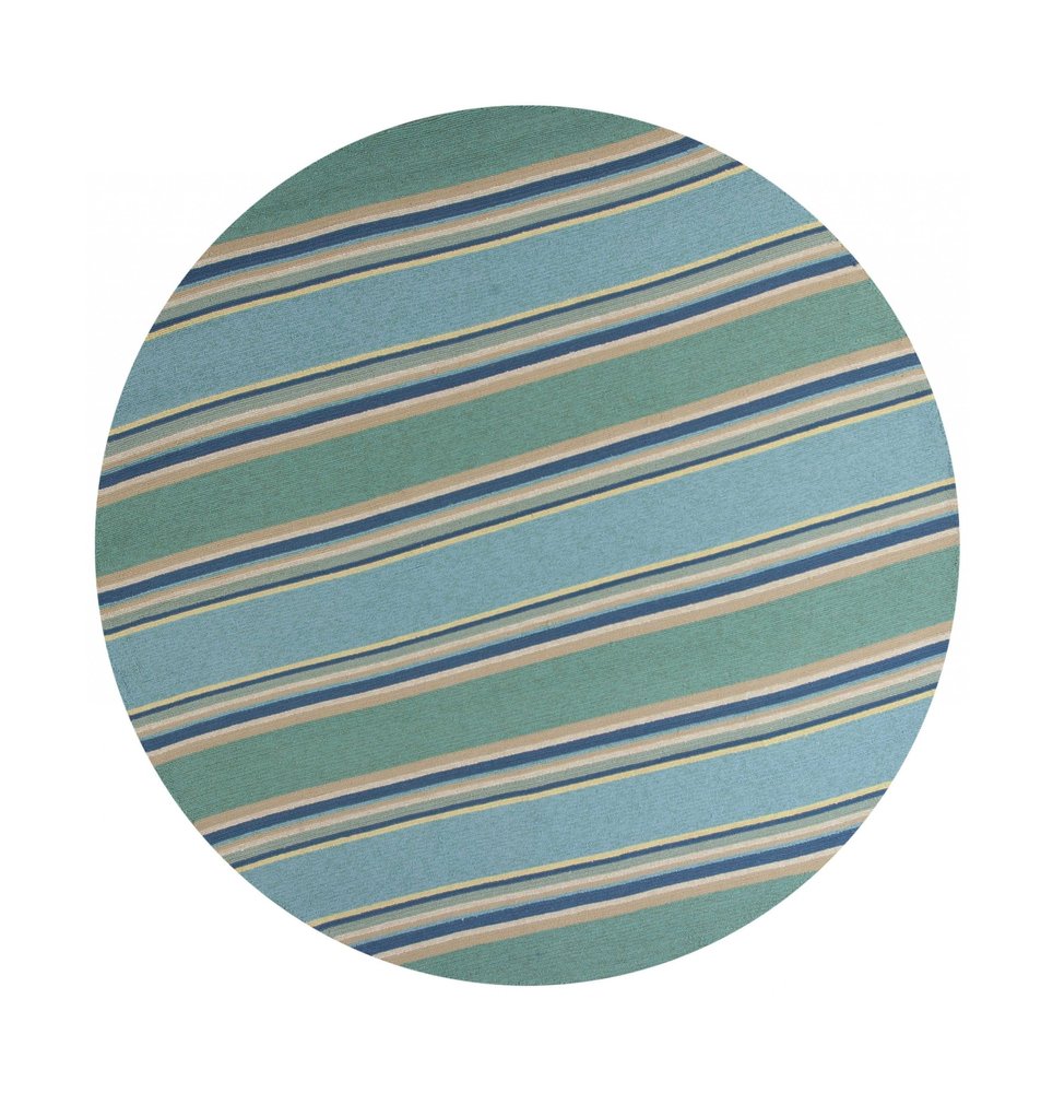 3' X 5' Blue Striped Handmade Indoor Outdoor Area Rug